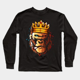 gorilla head crown smoking Long Sleeve T-Shirt